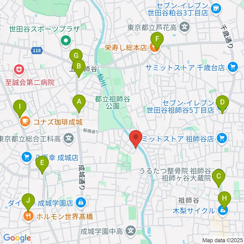 MGS Music School 成城校周辺のコンビニエンスストア一覧地図