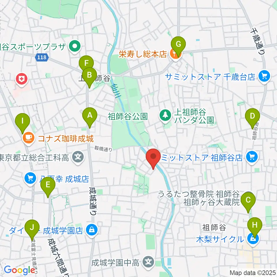 MGS Music School 成城校周辺のコンビニエンスストア一覧地図