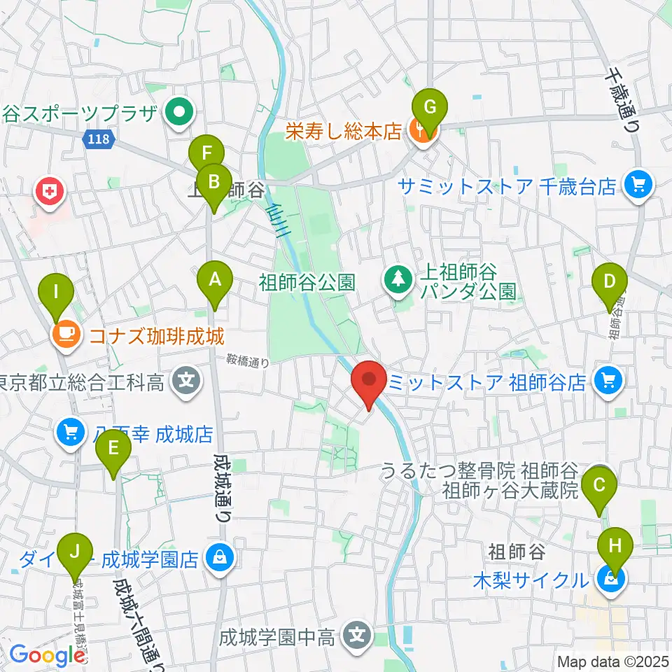 MGS Music School 成城校周辺のコンビニエンスストア一覧地図
