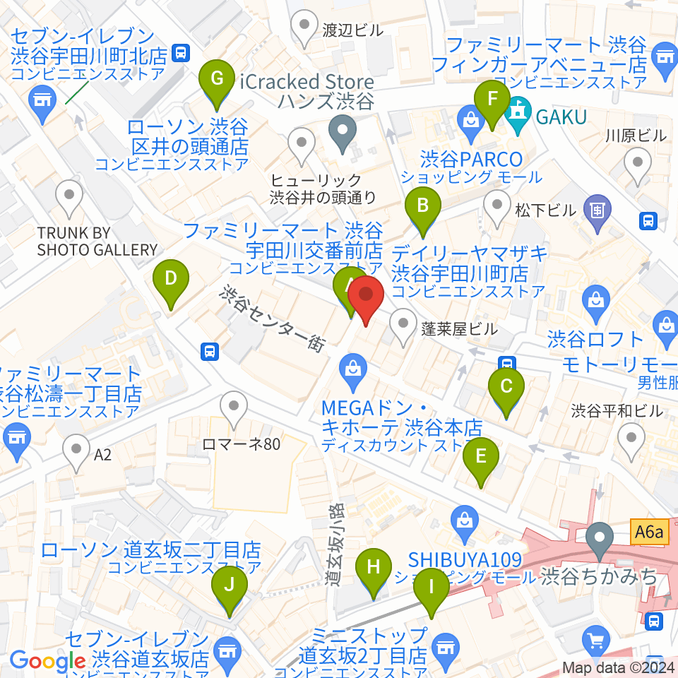 渋谷Club Malcolm周辺のコンビニエンスストア一覧地図