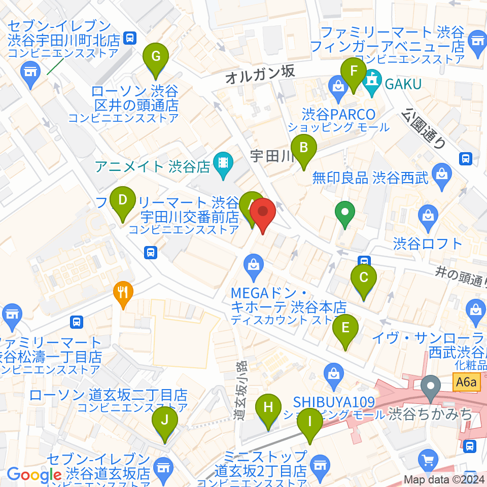 渋谷Club Malcolm周辺のコンビニエンスストア一覧地図