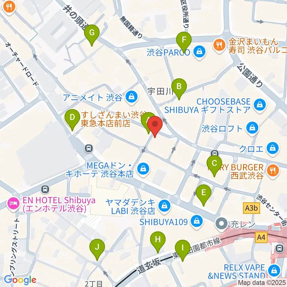 渋谷Club Malcolm周辺のコンビニエンスストア一覧地図