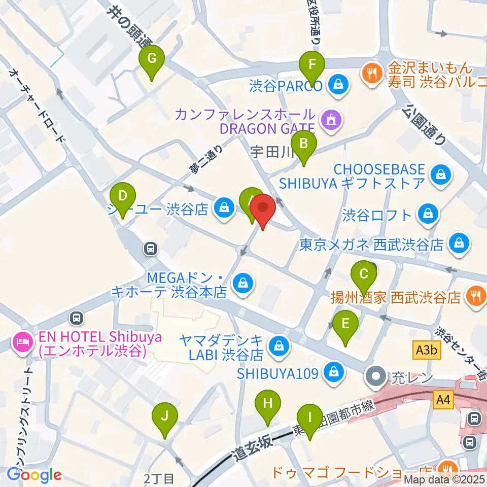 渋谷Club Malcolm周辺のコンビニエンスストア一覧地図