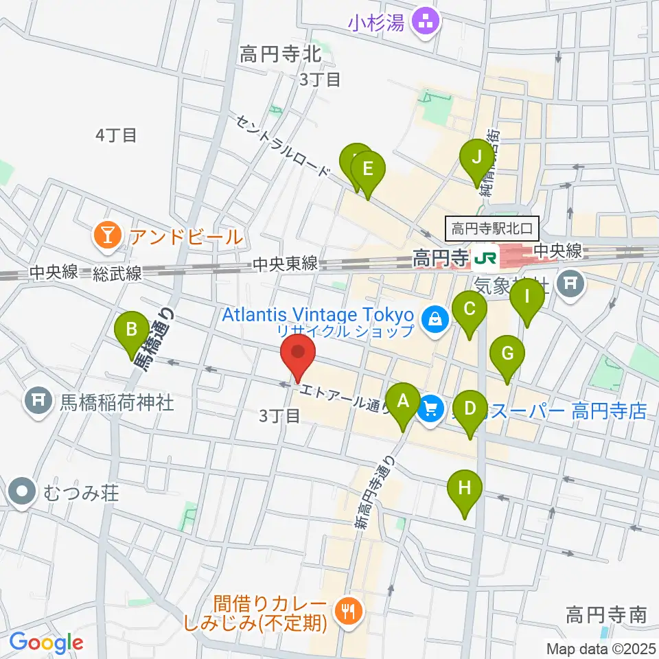 高円寺Knock周辺のコンビニエンスストア一覧地図