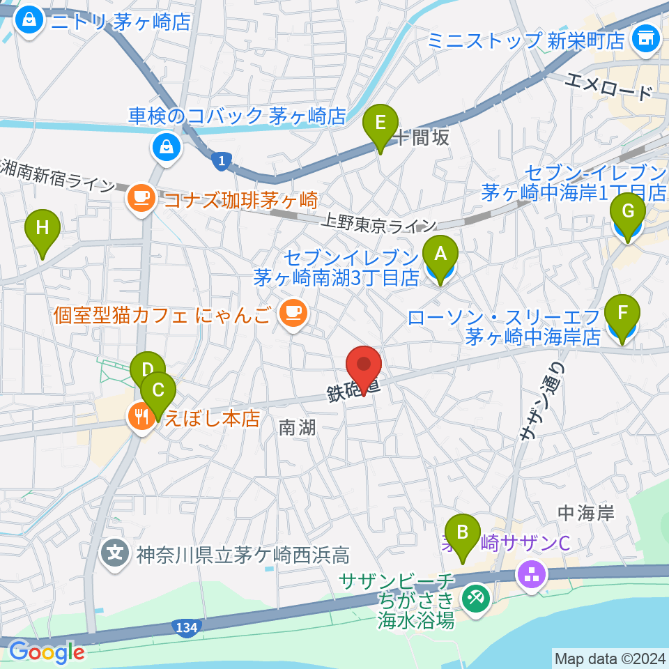 内田音楽教室周辺のコンビニエンスストア一覧地図