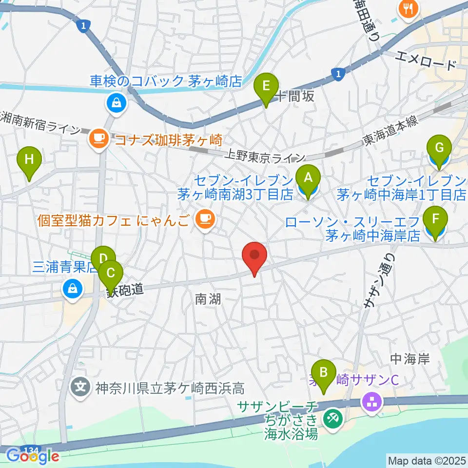 内田音楽教室周辺のコンビニエンスストア一覧地図