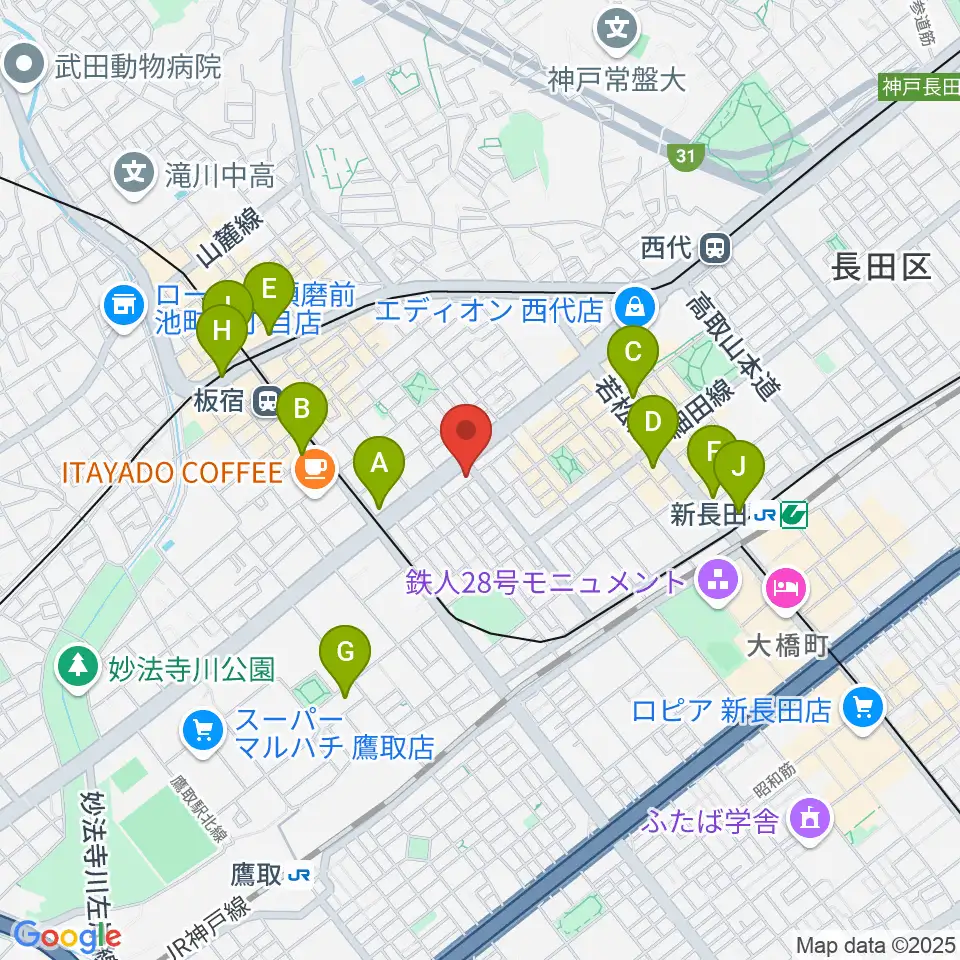 KOBEらぼポルカ周辺のコンビニエンスストア一覧地図