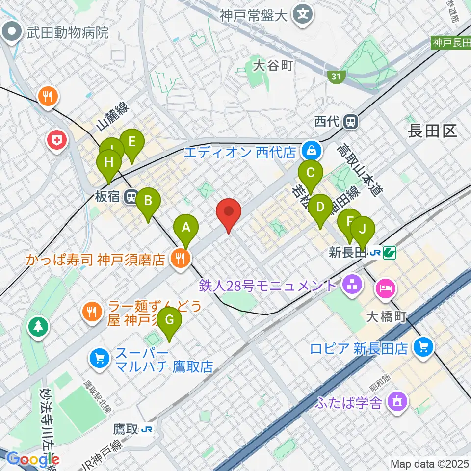 KOBEらぼポルカ周辺のコンビニエンスストア一覧地図