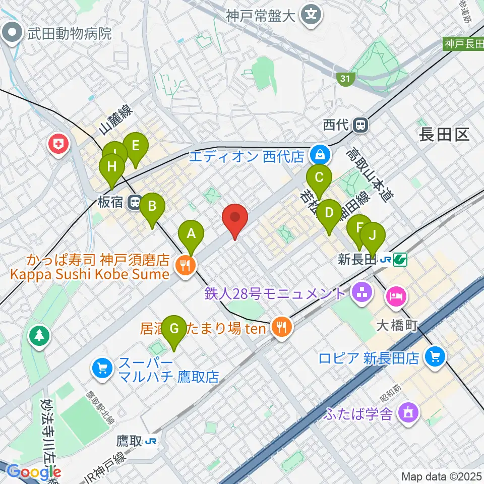 KOBEらぼポルカ周辺のコンビニエンスストア一覧地図