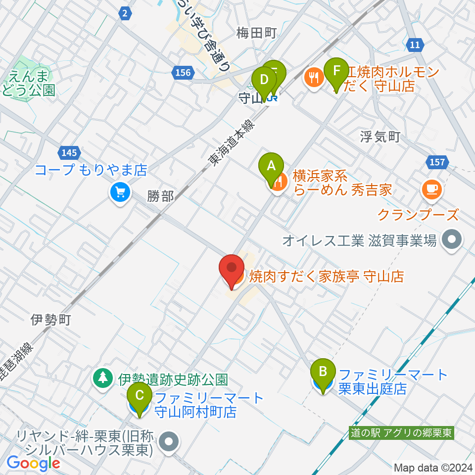 守山ギター道場周辺のコンビニエンスストア一覧地図