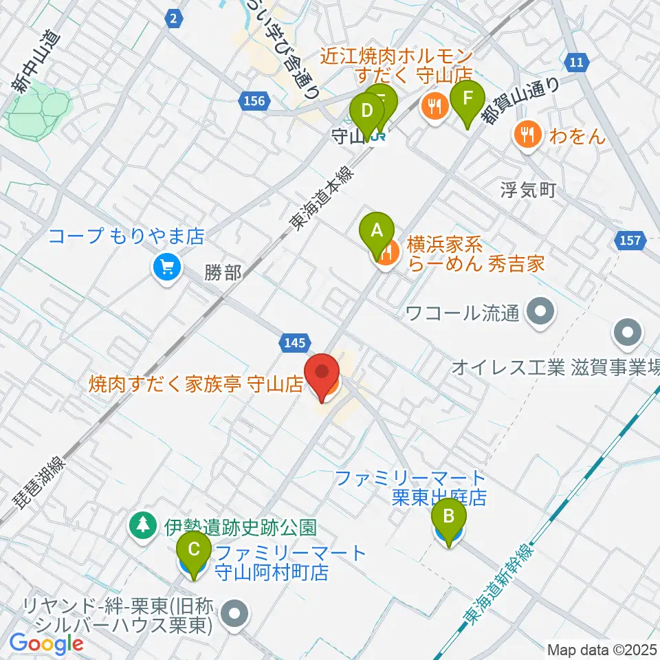 守山ギター道場周辺のコンビニエンスストア一覧地図