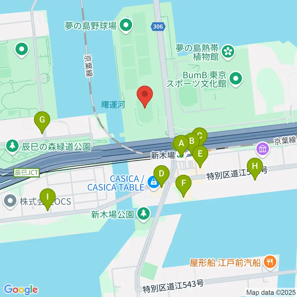 江東区夢の島競技場周辺のコンビニエンスストア一覧地図