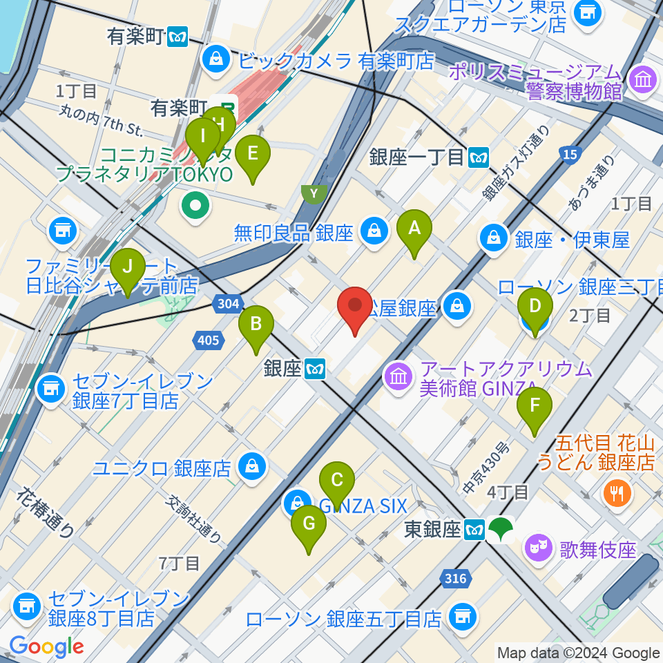 シネスイッチ銀座周辺のコンビニエンスストア一覧地図