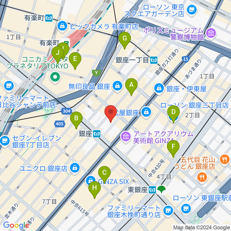 シネスイッチ銀座周辺のコンビニエンスストア一覧地図