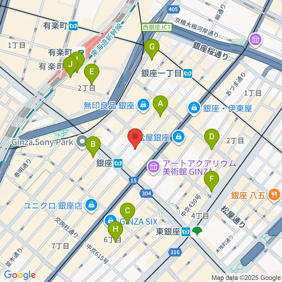 シネスイッチ銀座周辺のコンビニエンスストア一覧地図