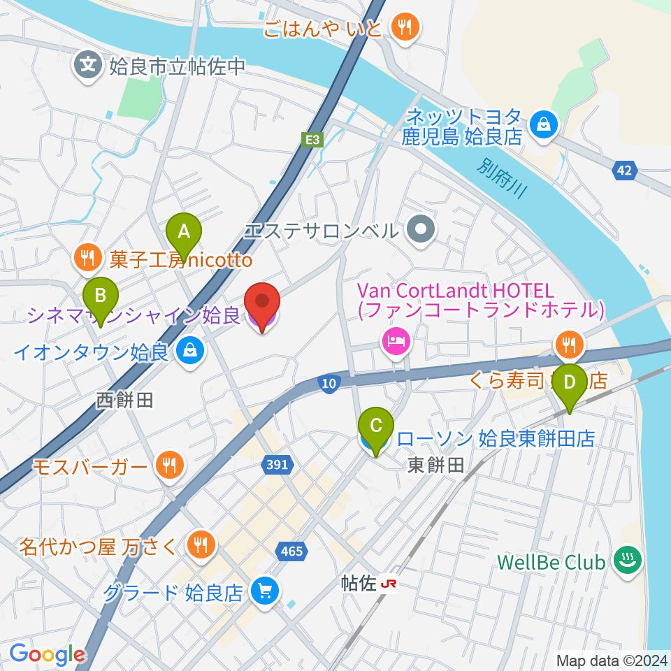 シネマサンシャイン姶良周辺のコンビニエンスストア一覧地図