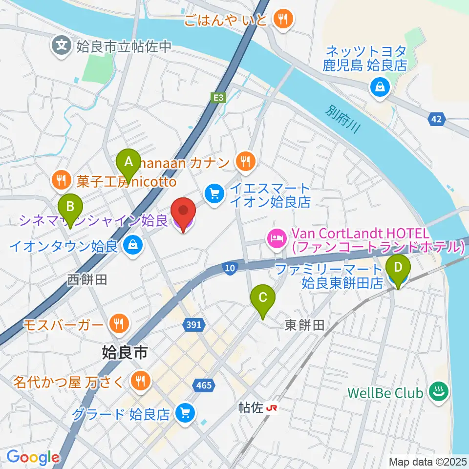 シネマサンシャイン姶良周辺のコンビニエンスストア一覧地図