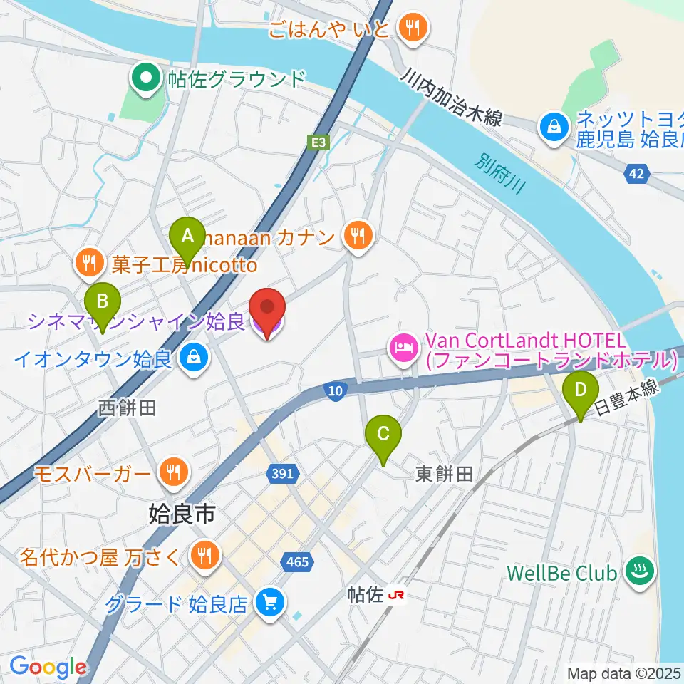 シネマサンシャイン姶良周辺のコンビニエンスストア一覧地図