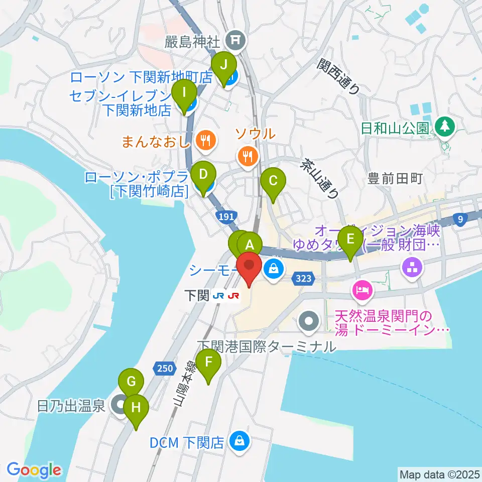 シネマサンシャイン下関周辺のコンビニエンスストア一覧地図