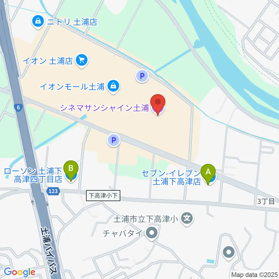シネマサンシャイン土浦周辺のコンビニエンスストア一覧地図