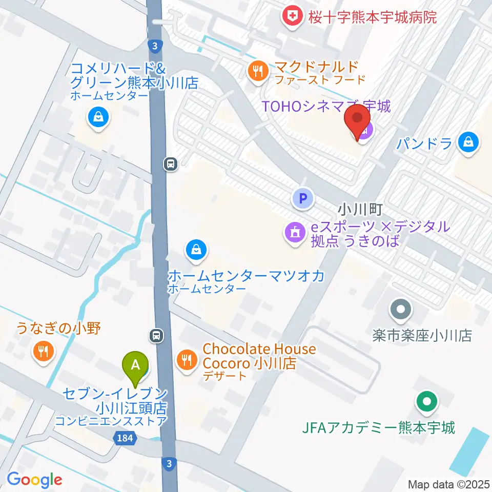 TOHOシネマズ宇城周辺のコンビニエンスストア一覧地図