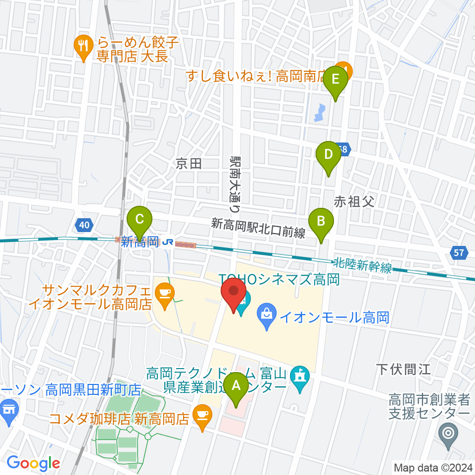 TOHOシネマズ高岡周辺のコンビニエンスストア一覧地図