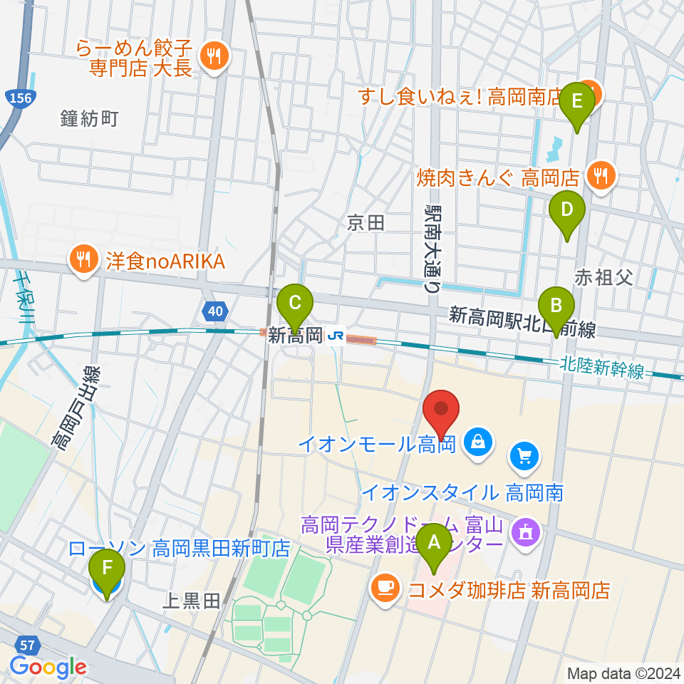 TOHOシネマズ高岡周辺のコンビニエンスストア一覧地図