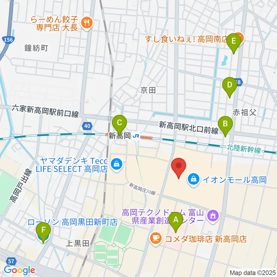 TOHOシネマズ高岡周辺のコンビニエンスストア一覧地図