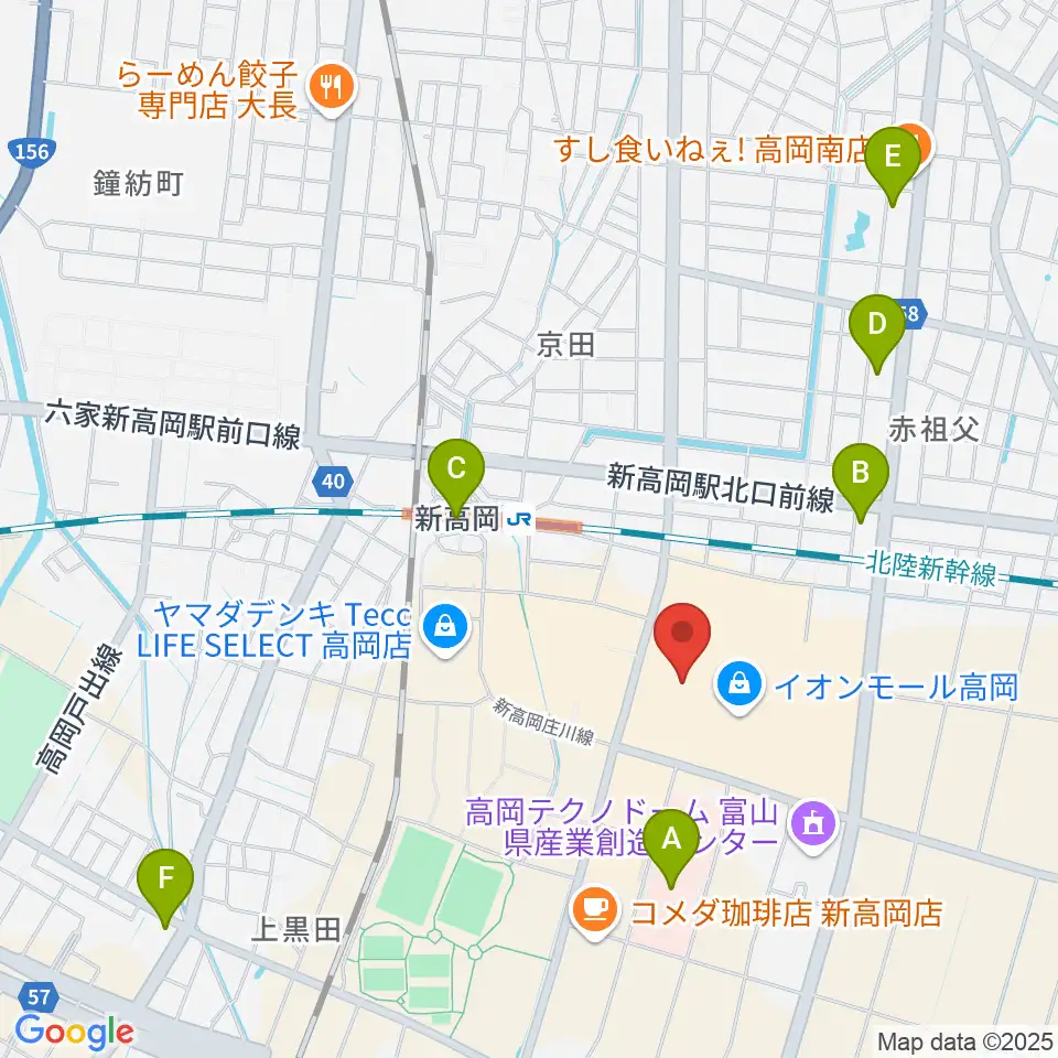 TOHOシネマズ高岡周辺のコンビニエンスストア一覧地図
