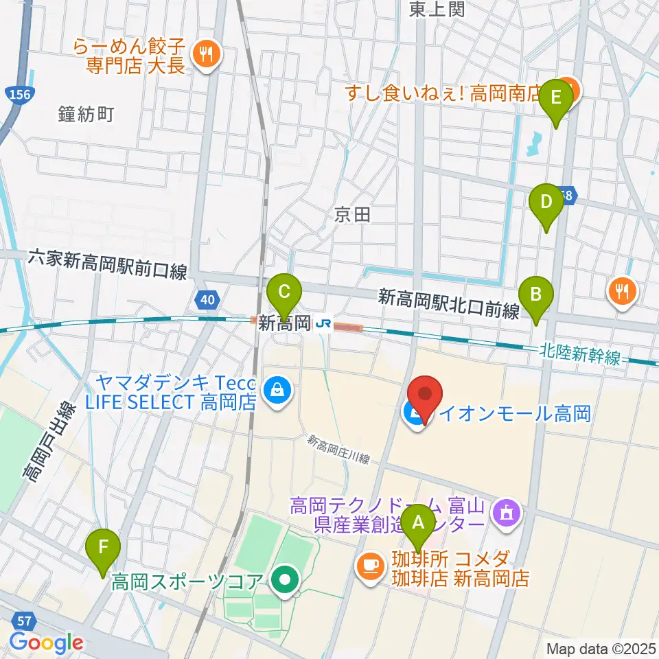 TOHOシネマズ高岡周辺のコンビニエンスストア一覧地図