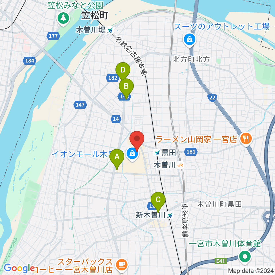 TOHOシネマズ木曽川周辺のコンビニエンスストア一覧地図