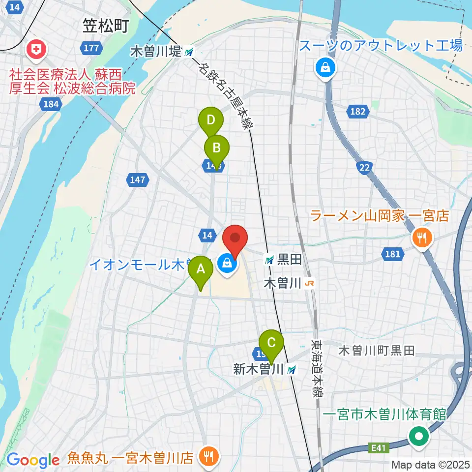 TOHOシネマズ木曽川周辺のコンビニエンスストア一覧地図