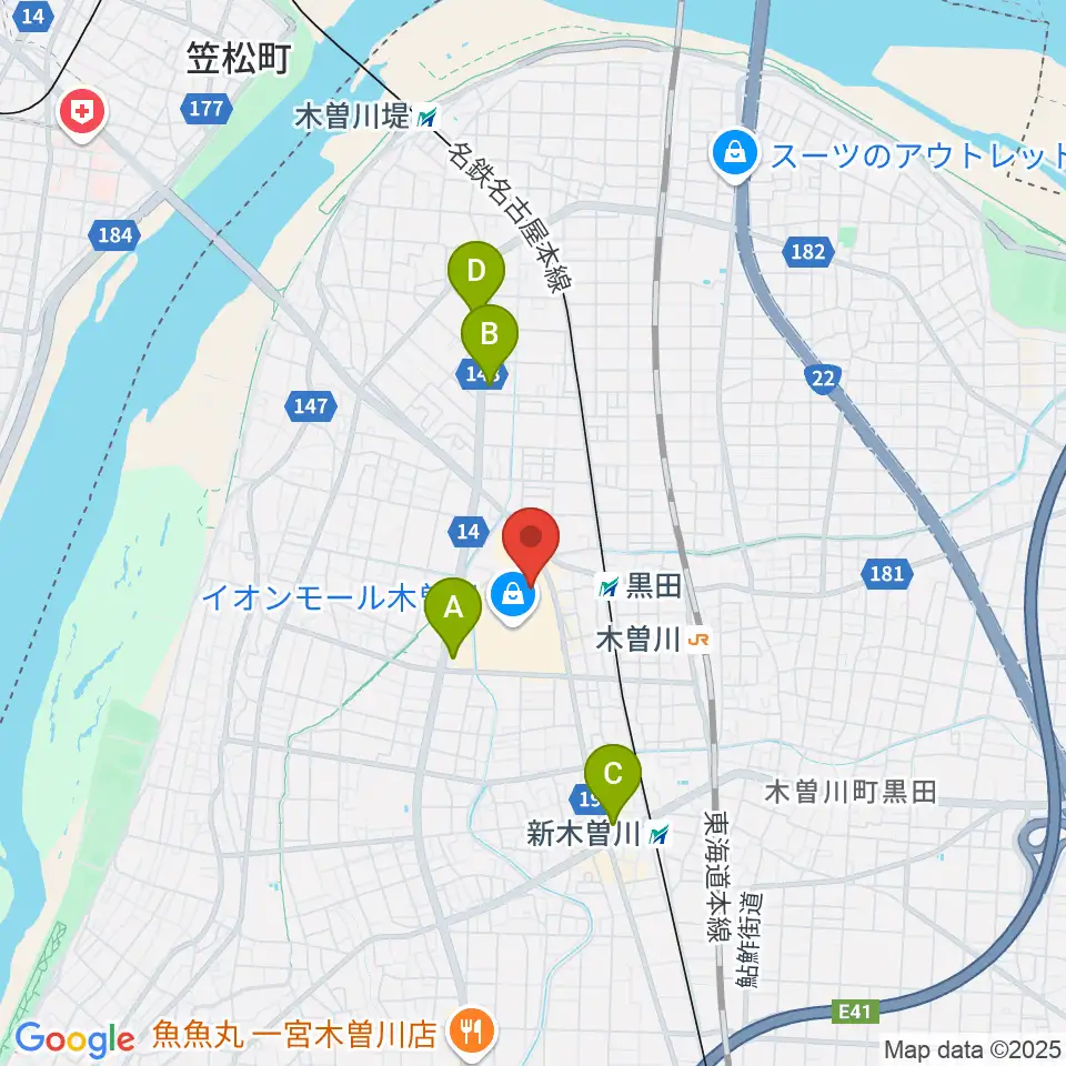 TOHOシネマズ木曽川周辺のコンビニエンスストア一覧地図