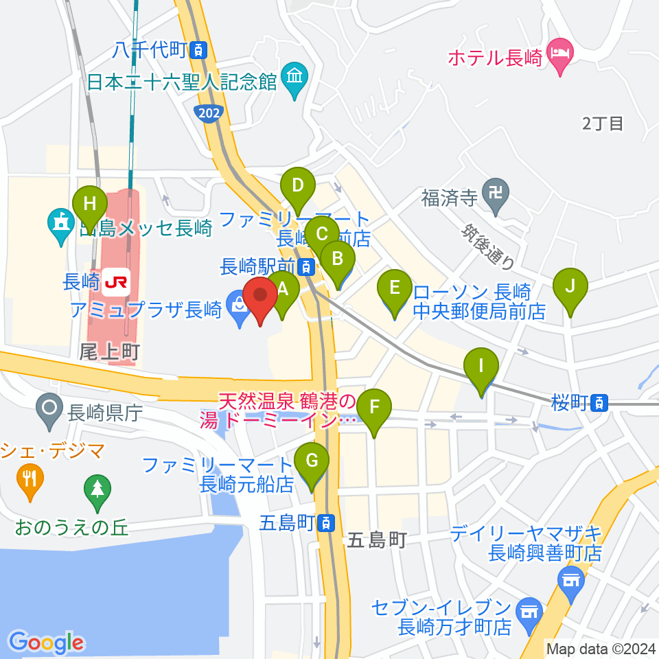 ユナイテッド・シネマ長崎周辺のコンビニエンスストア一覧地図