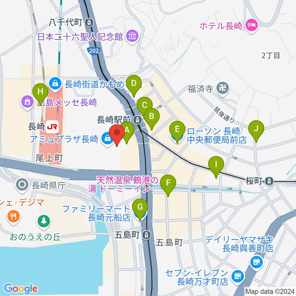 ユナイテッド・シネマ長崎周辺のコンビニエンスストア一覧地図