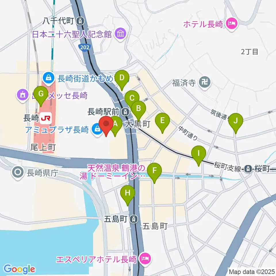 ローソン・ユナイテッドシネマ長崎周辺のコンビニエンスストア一覧地図