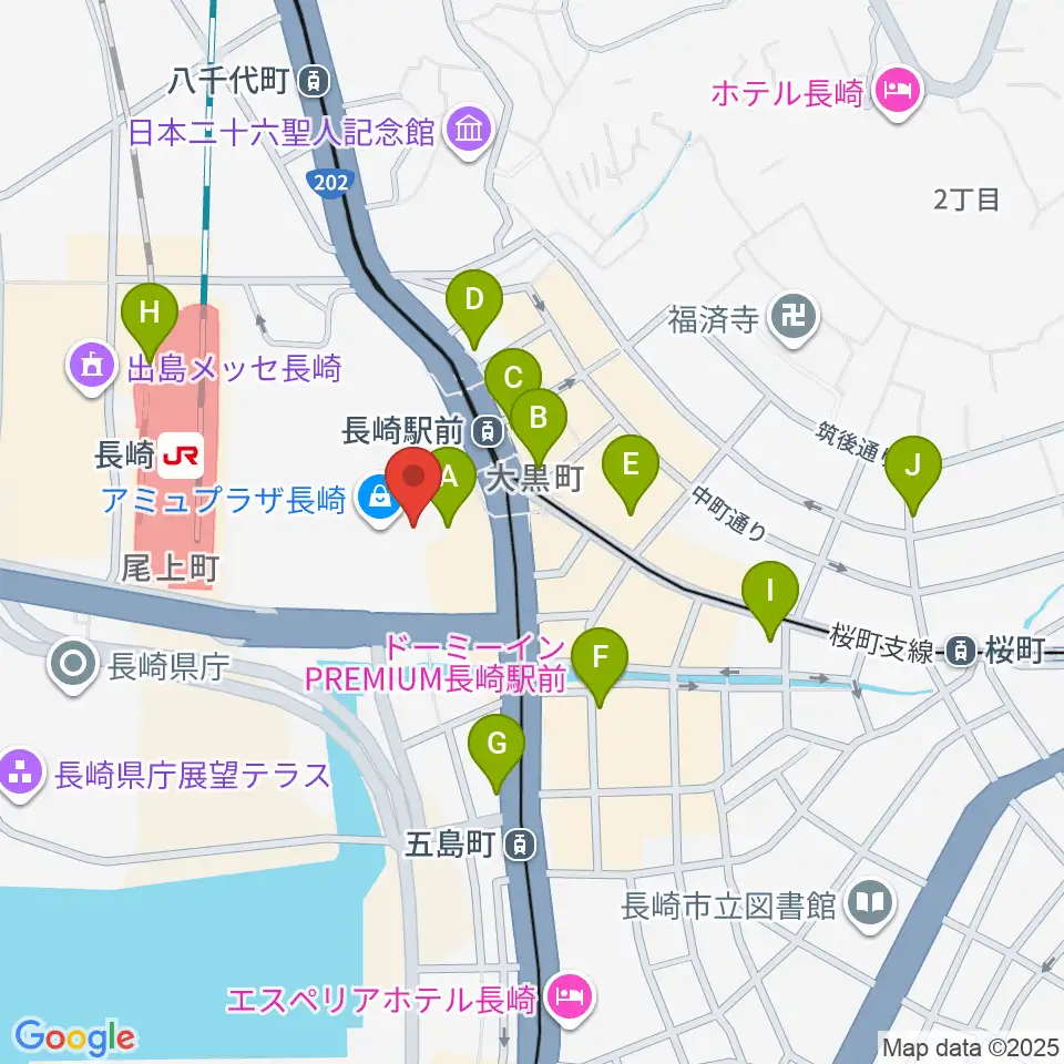 ローソン・ユナイテッドシネマ長崎周辺のコンビニエンスストア一覧地図