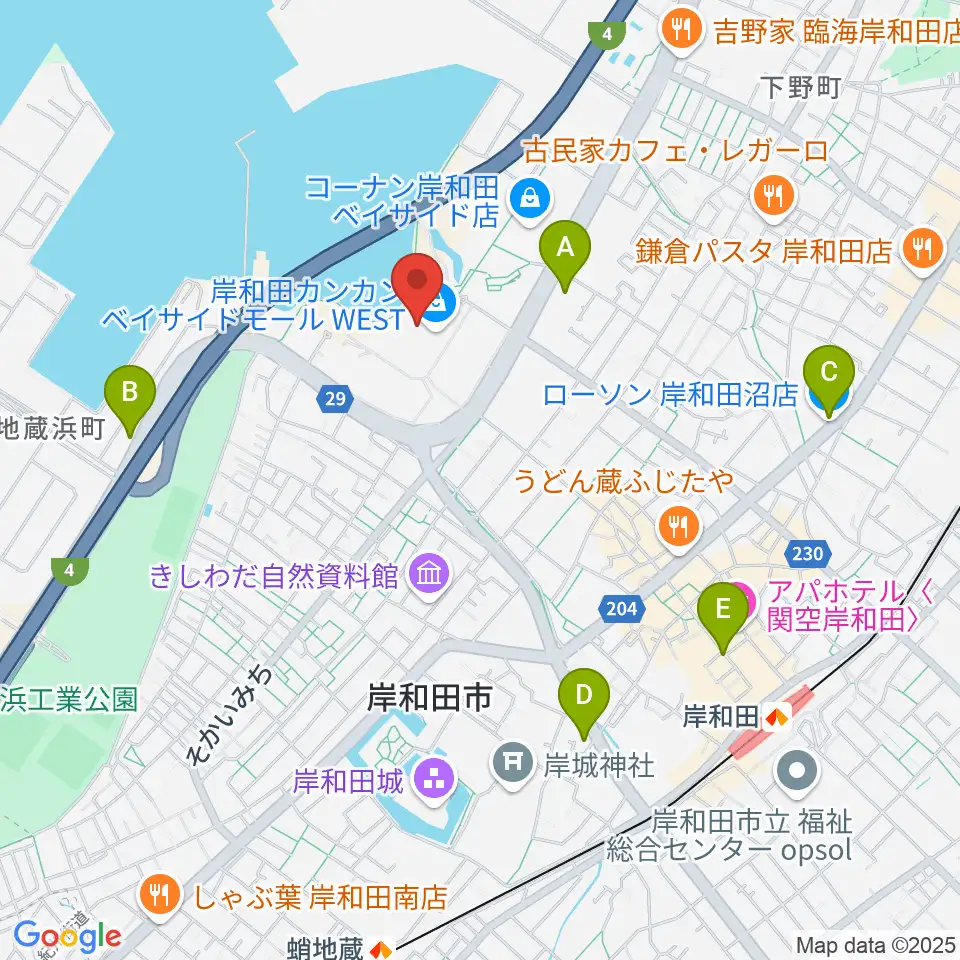 ユナイテッド・シネマ岸和田周辺のコンビニエンスストア一覧地図