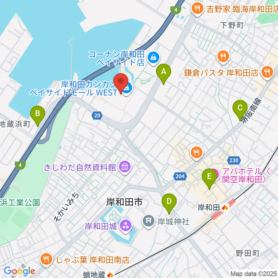 ユナイテッド・シネマ岸和田周辺のコンビニエンスストア一覧地図