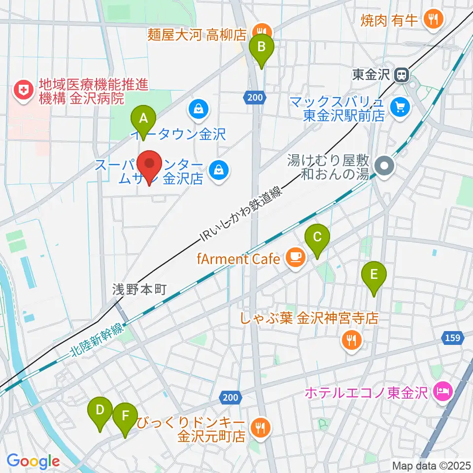 ユナイテッド・シネマ金沢周辺のコンビニエンスストア一覧地図