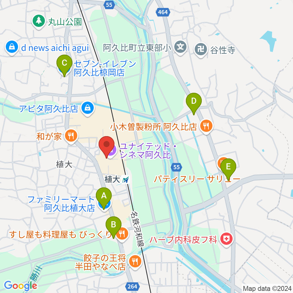 ユナイテッド・シネマ阿久比周辺のコンビニエンスストア一覧地図