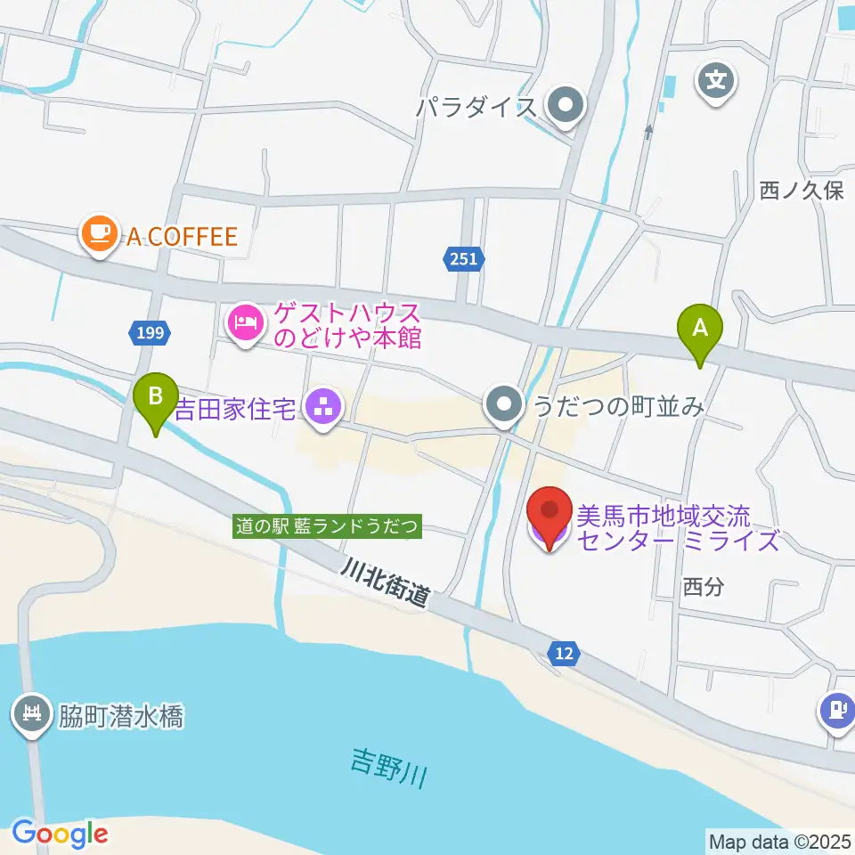 美馬市地域交流センター ミライズ周辺のコンビニエンスストア一覧地図