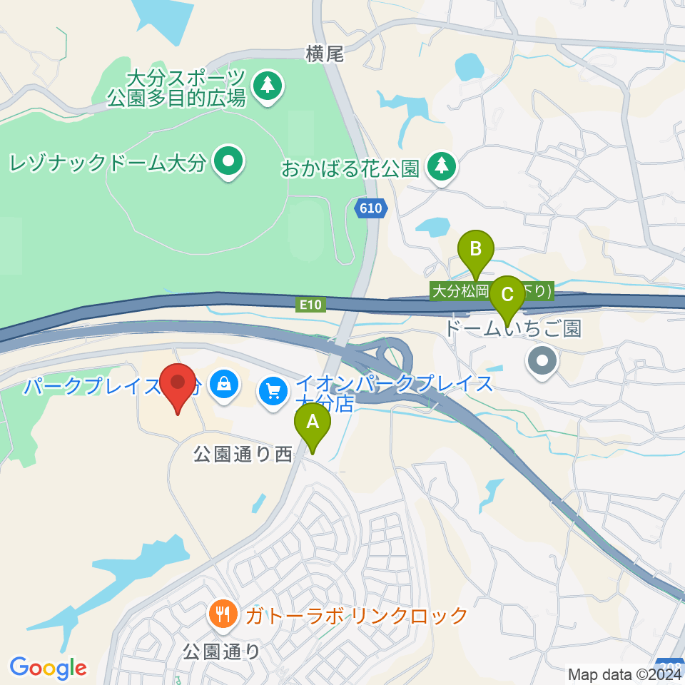 T・ジョイパークプレイス大分周辺のコンビニエンスストア一覧地図