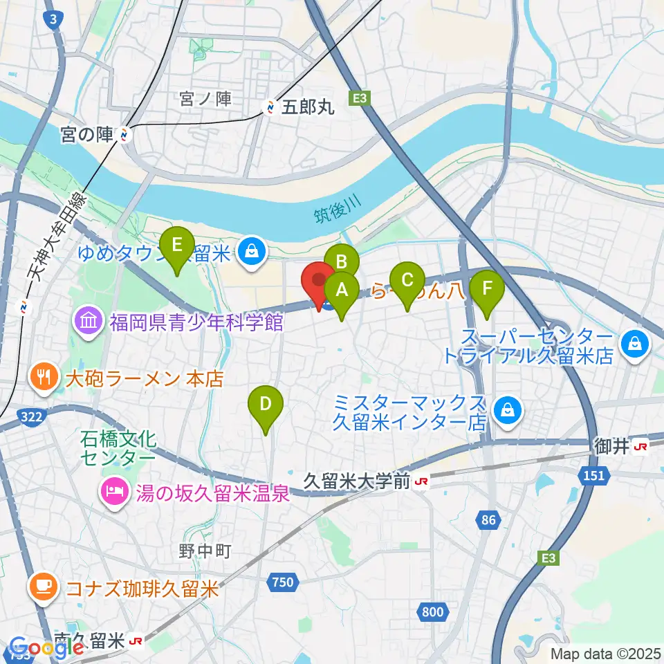 T・ジョイ久留米周辺のコンビニエンスストア一覧地図