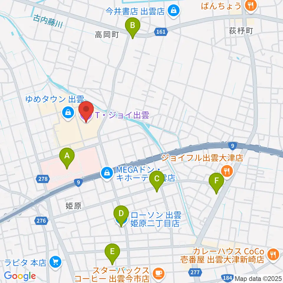 T・ジョイ出雲周辺のコンビニエンスストア一覧地図