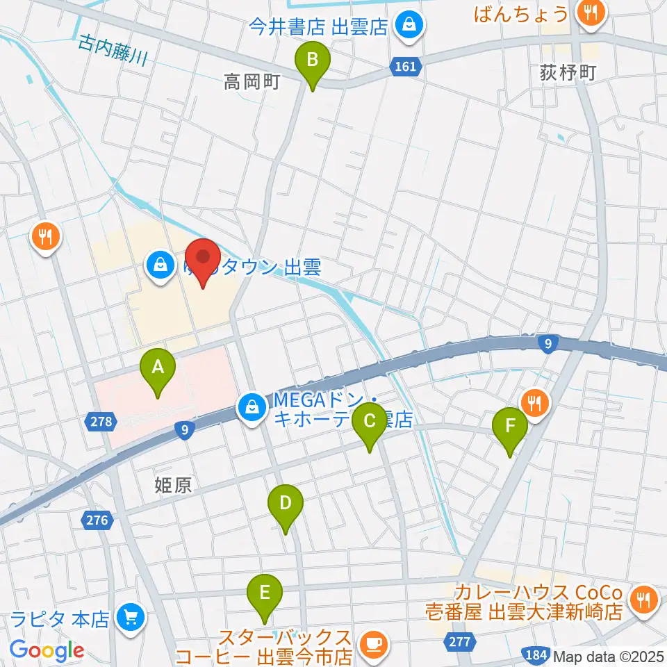 T・ジョイ出雲周辺のコンビニエンスストア一覧地図