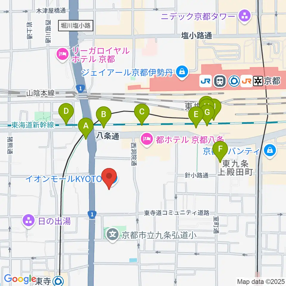 T・ジョイ京都周辺のコンビニエンスストア一覧地図