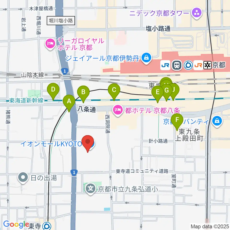 T・ジョイ京都周辺のコンビニエンスストア一覧地図