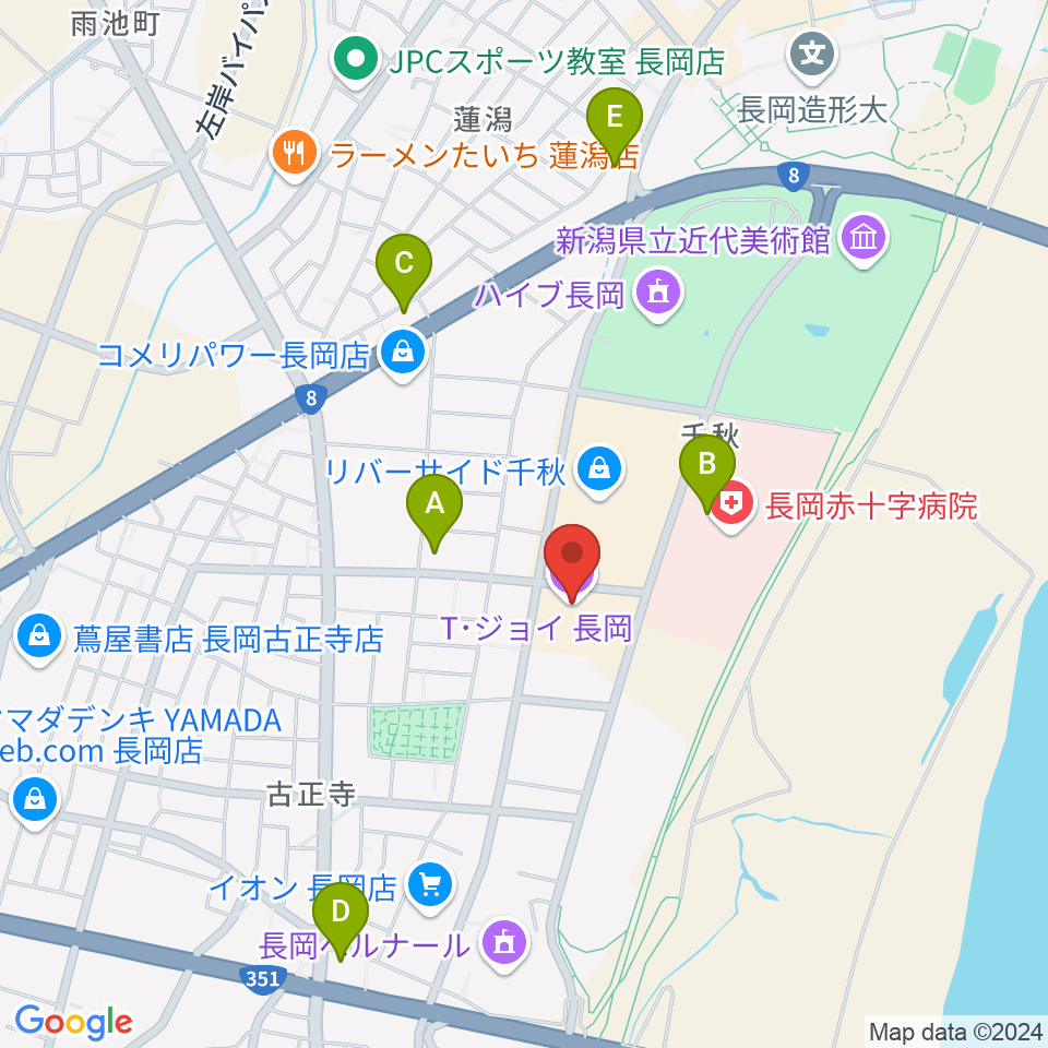 T・ジョイ長岡周辺のコンビニエンスストア一覧地図