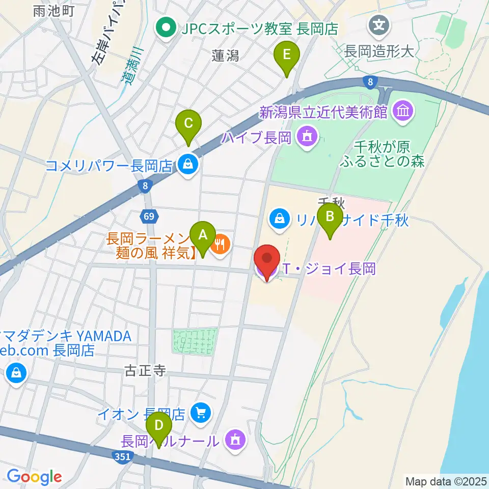 T・ジョイ長岡周辺のコンビニエンスストア一覧地図